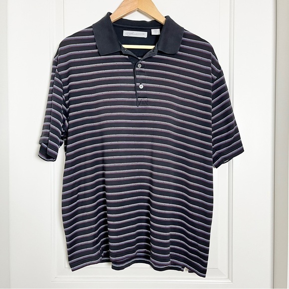 Greg Norman Collection Other - Greg Norman Fine Egyptian Cotton Blend Black w/ Stripes Golf Polo Shirt - Medium